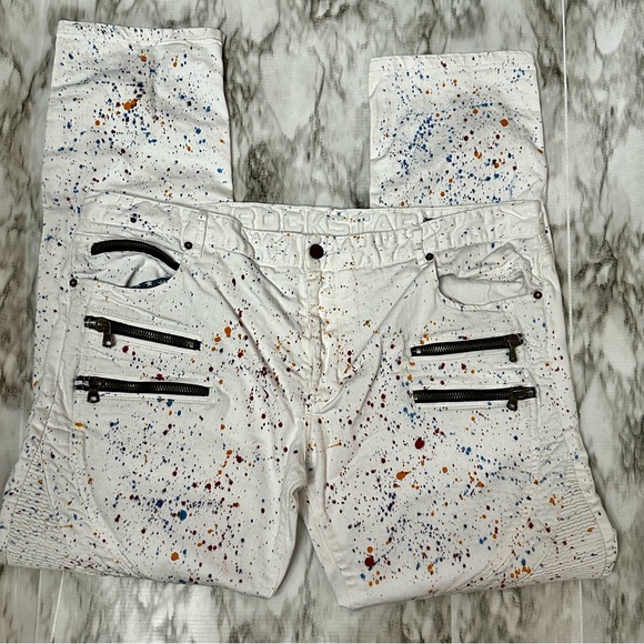 Rockstar Other - Rockstar Mens Sz 42 White Paint Splatter Denim Jeans Streetwear Distressed Urban